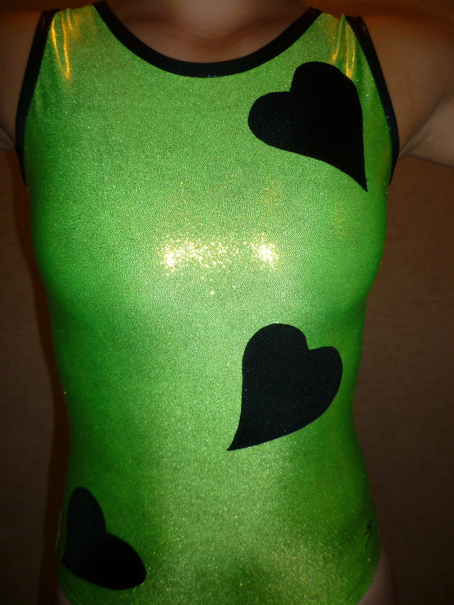 Falling Hearts Lime Yellow Mystique Tank Bodysuit