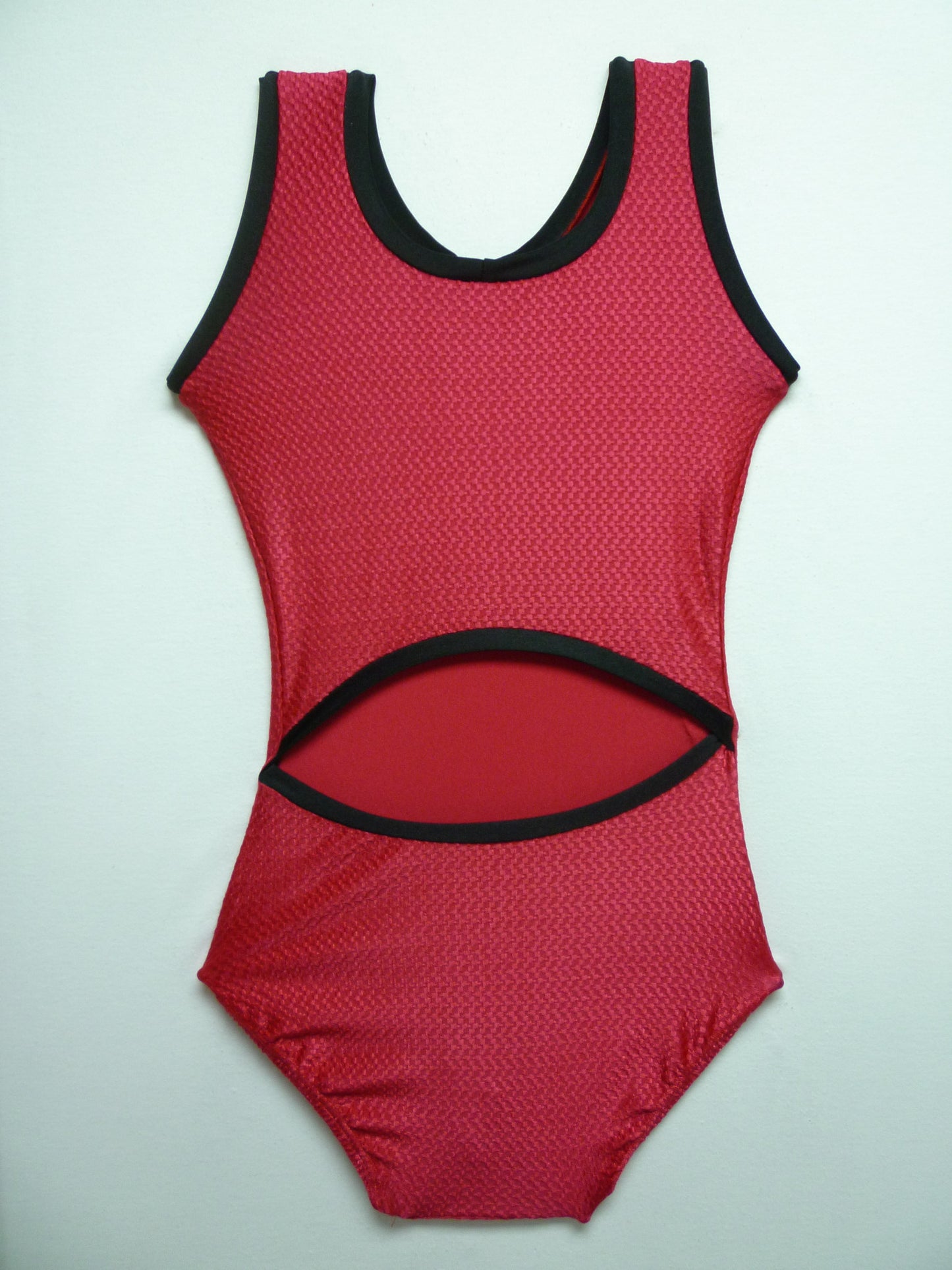 Open Back - Texture - Red Tank Bodysuit