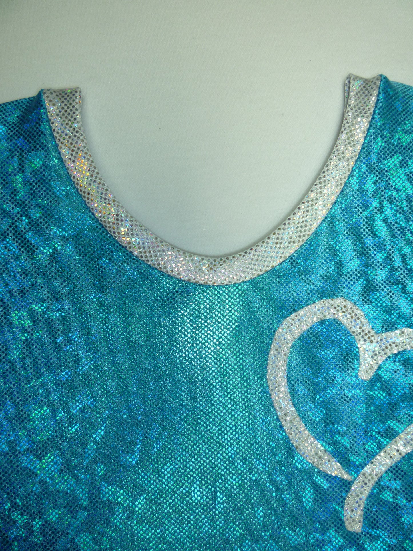 Heart- Open Small Turquoise Cracked Glass Tank Bodysuit