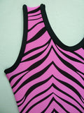 Open Back - Zebra Pink Tank Bodysuit