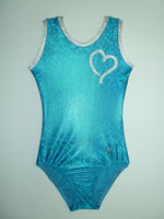 Heart- Open Small Turquoise Cracked Glass Tank Bodysuit
