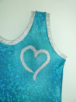 Heart- Open Small Turquoise Cracked Glass Tank Bodysuit