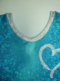 Heart- Open Small Turquoise Cracked Glass Tank Bodysuit