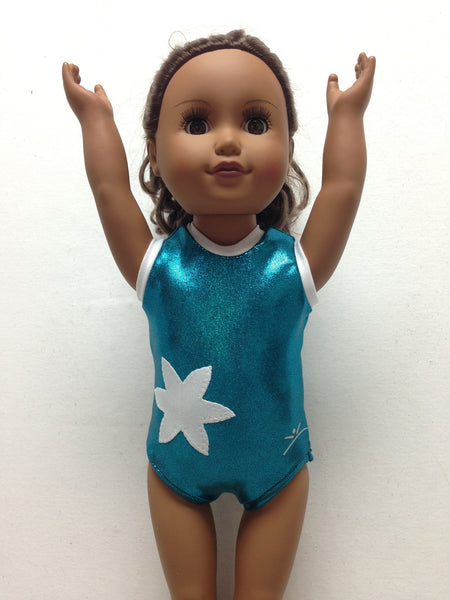 Doll Bodysuit - Ocean Blue w/ Flower