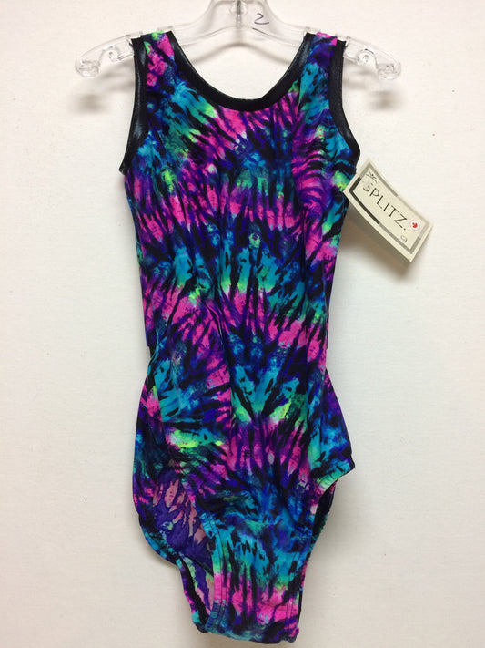 Open Back - Tie Dye Printed bodysuit w/ black mystique edges