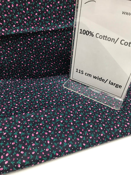 Midnight Navy Rosebud Quilting fabric- by the meter