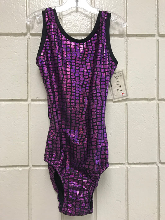 Open Back - Purple Metallic Squares Tank Bodysuit