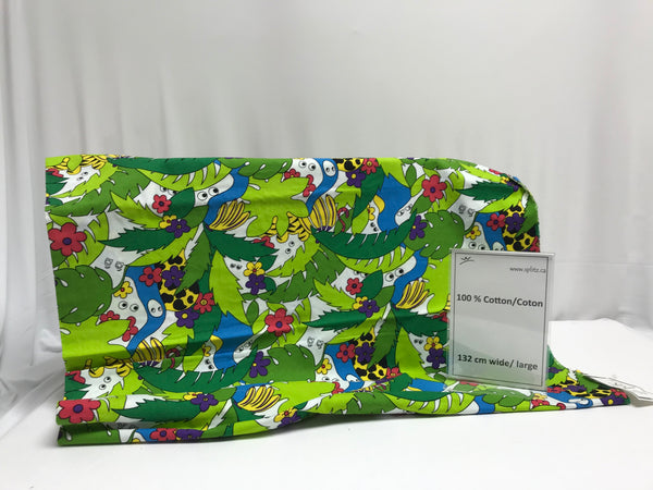 Lime Jungle quilting cotton- one meter
