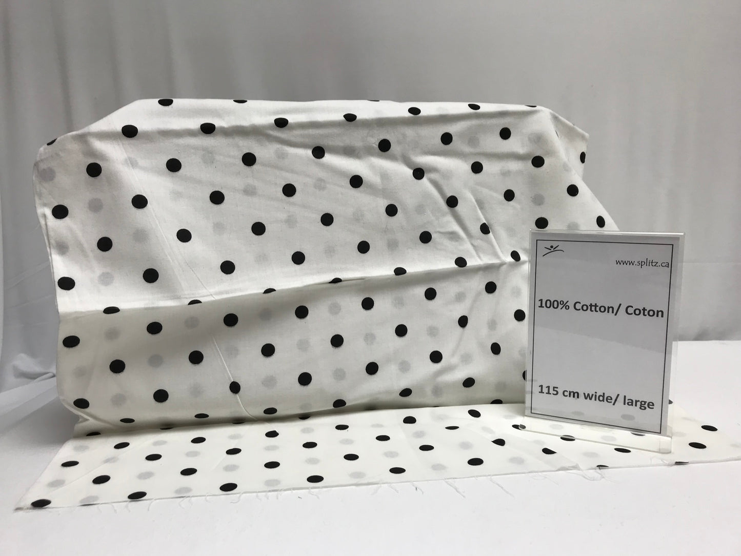 White & Black Polka Dot Fabric- Two pieces