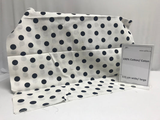 White & Black Polka Dot Fabric- Two pieces