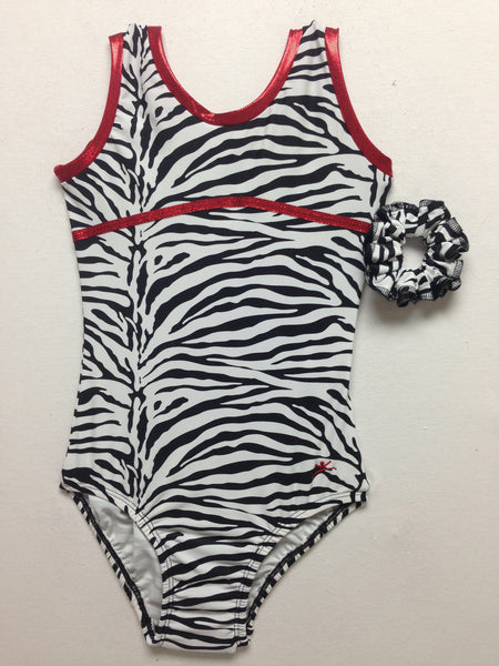 White Zebra w/ Red Applique Tank Bodysuit